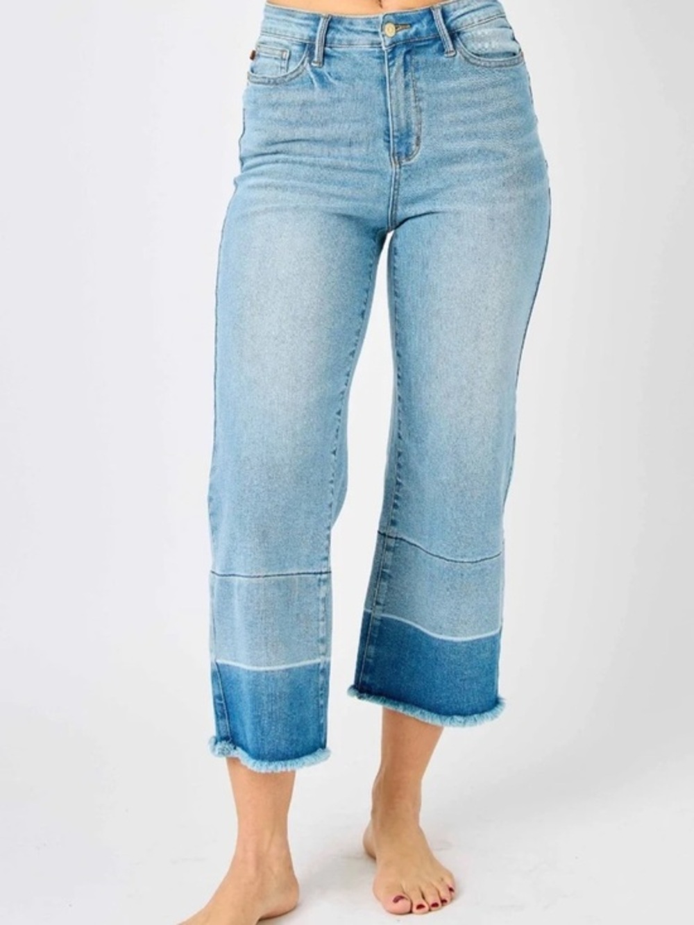 Judy Blue High Rise Release Hem Wide Leg Crop Jeans
